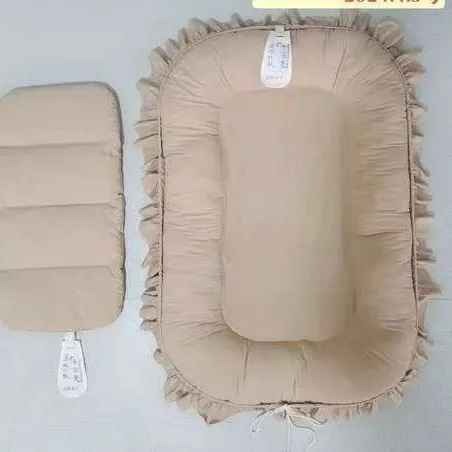Lit cocon bebe beige avec matelas ergonomique - Douceur Maternelle