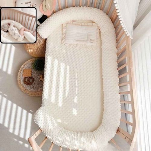 Tour de lit pour bebe coton beige dans berceau Nid Protecteur