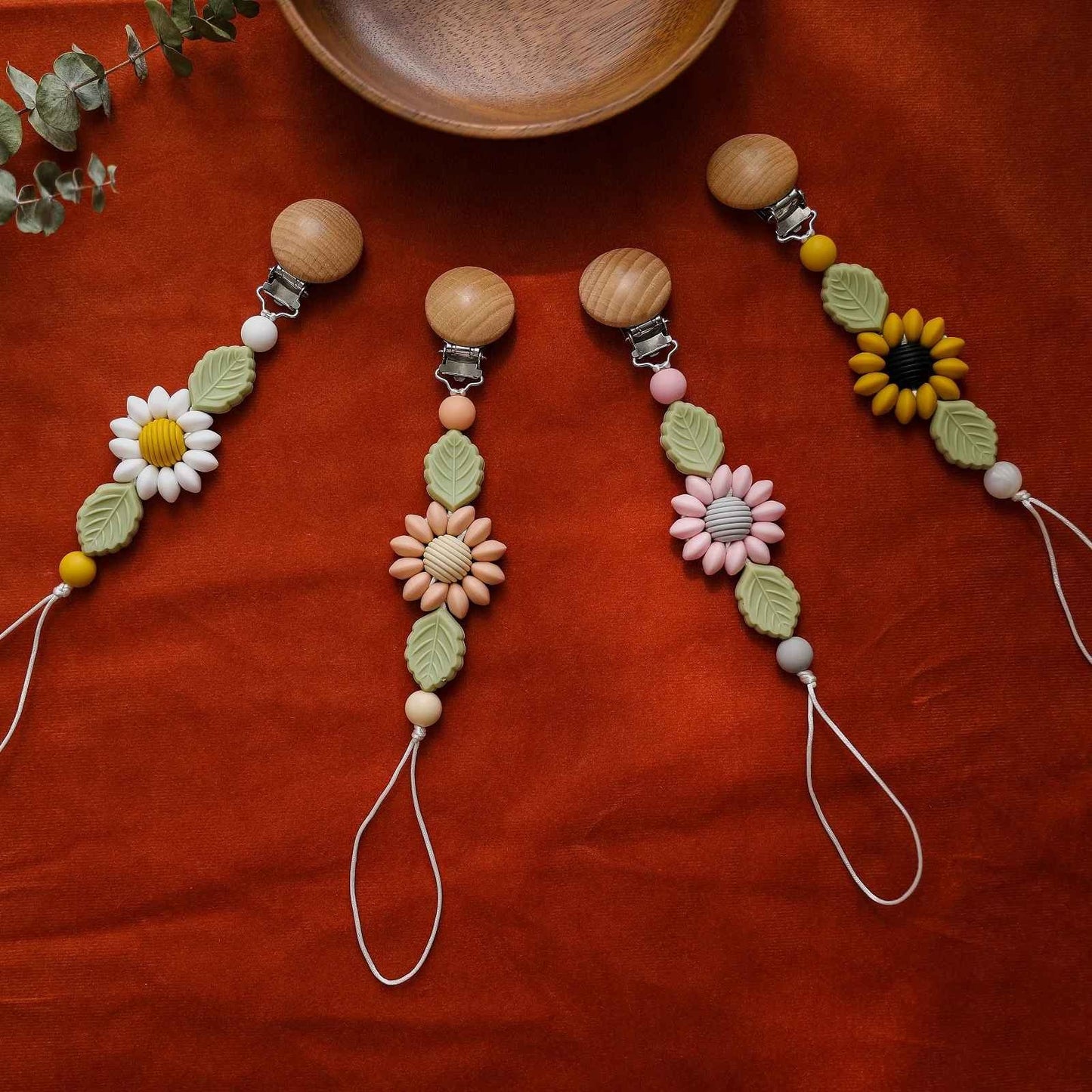 Accroche tetine clip robuste Fleur Silicone Sans BPA