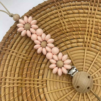 Attache sucette rose Fleur-Éco