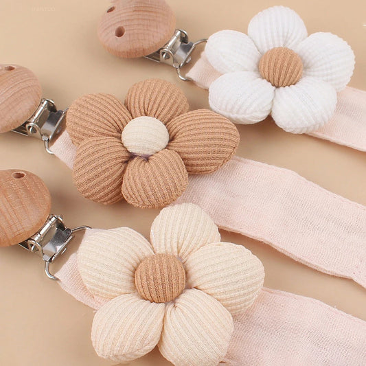 Attache tetine apaisante Fleurie en Coton