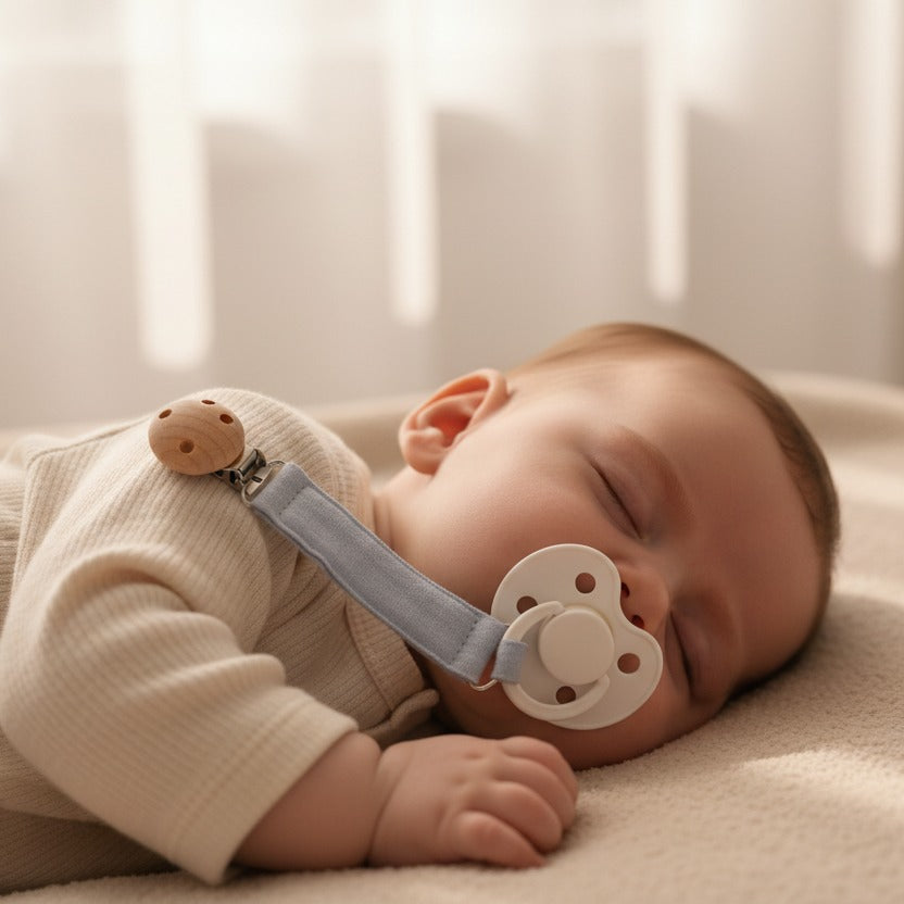 Attache tétine bleu en coton doux sommeil paisible SleepyBaby