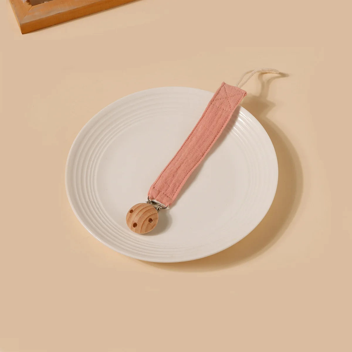 Attache tétine en coton doux rose poudre SleepyBaby