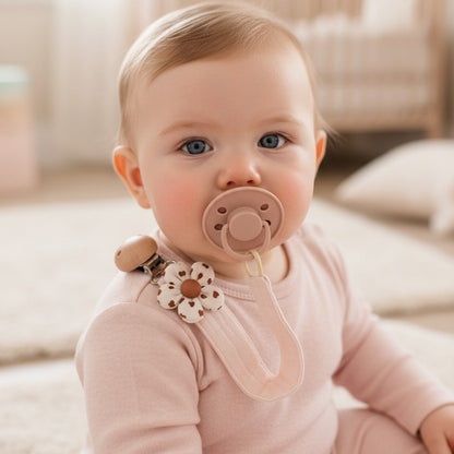 Attache tétine en hêtre beige apaisante ÉcoFloral