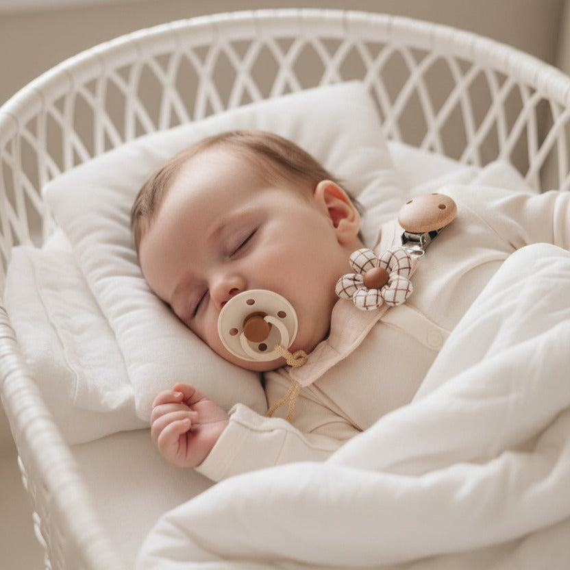 Attache tétine en hêtre beige sommeil paisible ÉcoFloral
