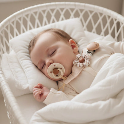 Attache tétine en hêtre beige sommeil paisible ÉcoFloral