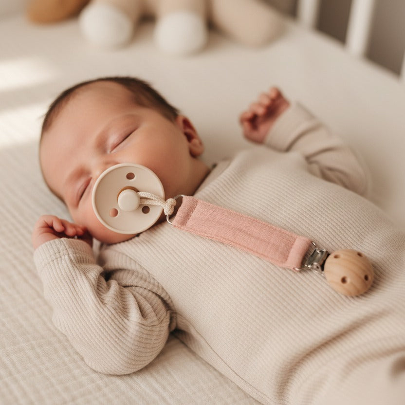 Attache tétine rose en coton doux sommeil paisible SleepyBaby