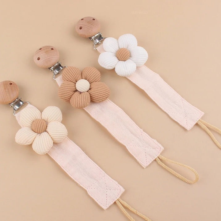 Attache tetine sécurisée Fleurie en Coton