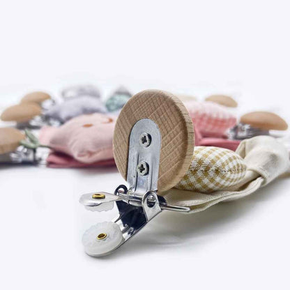 Attache tetine tissu bois naturel CotonCalm