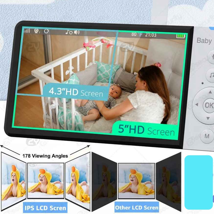Babyphone vidéo surveillance HD5 image haute qualité colorée Vision nocturne 360°