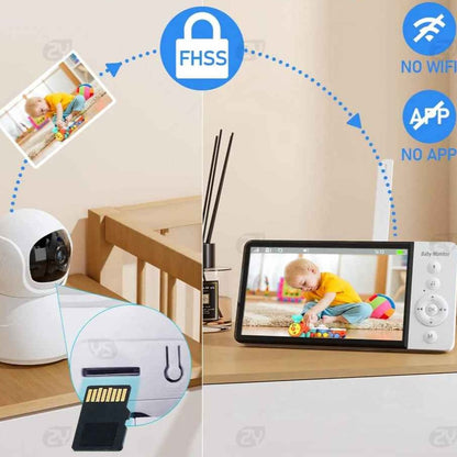 Babyphone video surveillance HD5 sans wifi Vision nocturne 360°