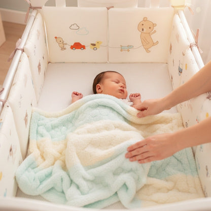 Bébé dort avec Tour de lit bébé OURS Coton Bio Sécurité