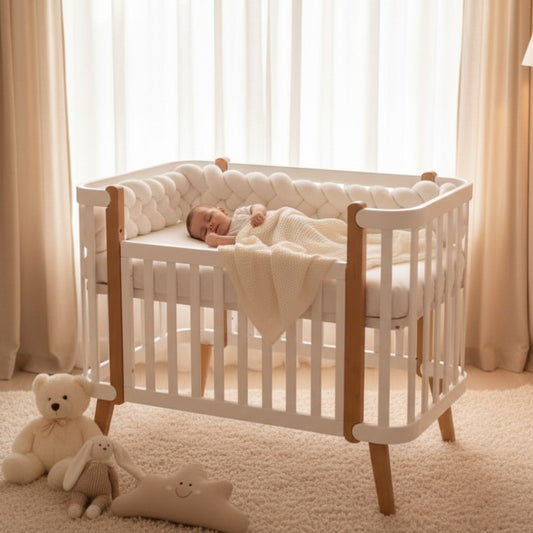 Bébé dort confortablement dans berceau avec Tresse de lit douce TRESSI