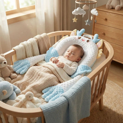Bébé dort confortablement dans son berceau avec cocon bébé blanc Dodo Sérénité