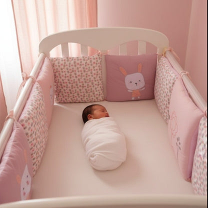 Bébé dort dans Tour de lit bebe MAUVE Douceur