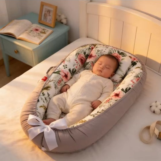 Bébé dort dans cocon bébé confortablement nidportablebebe fleurs