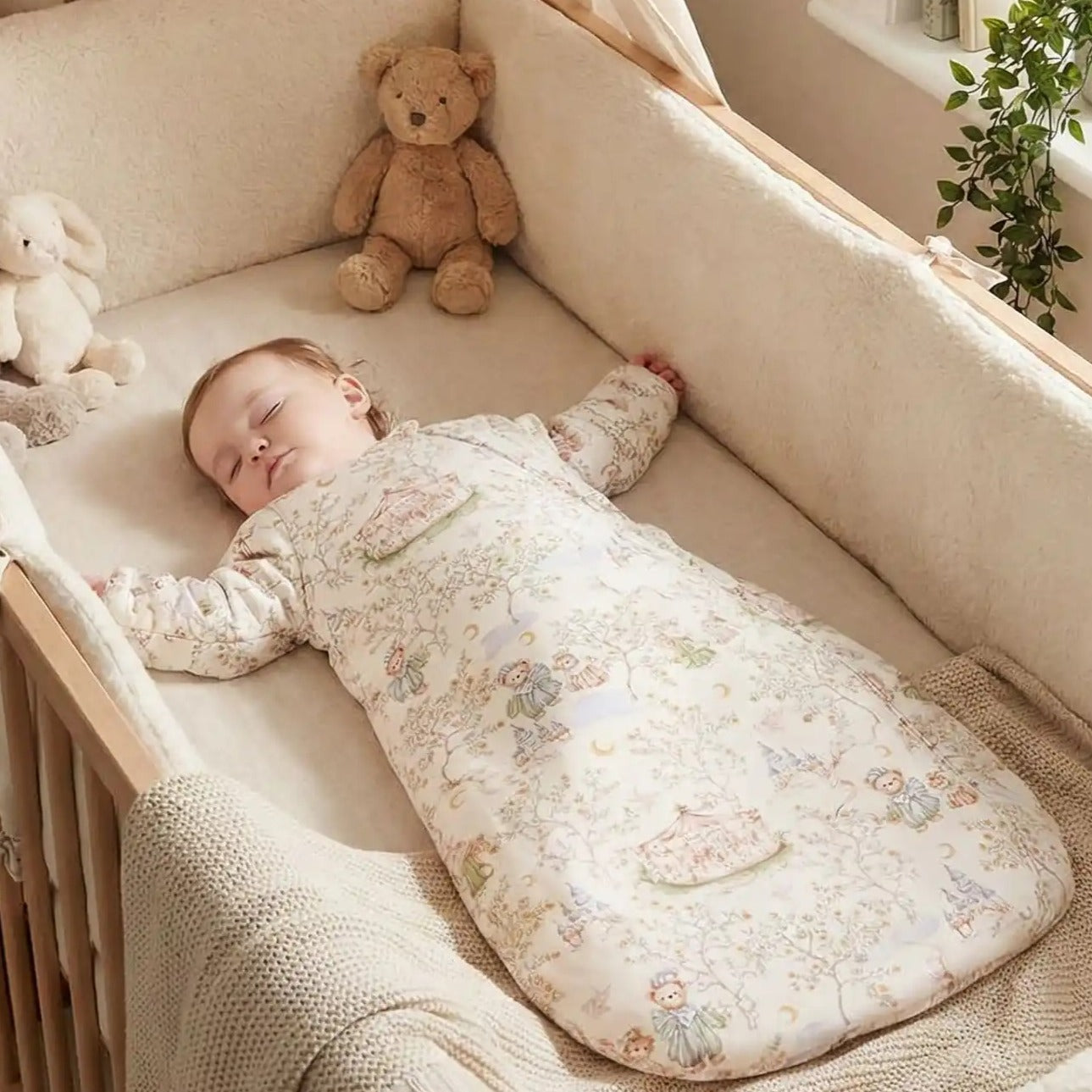 Bébé dor tpaisiblement avec Gigoteuse pour hiver dans berceau douillet ThermoSoie