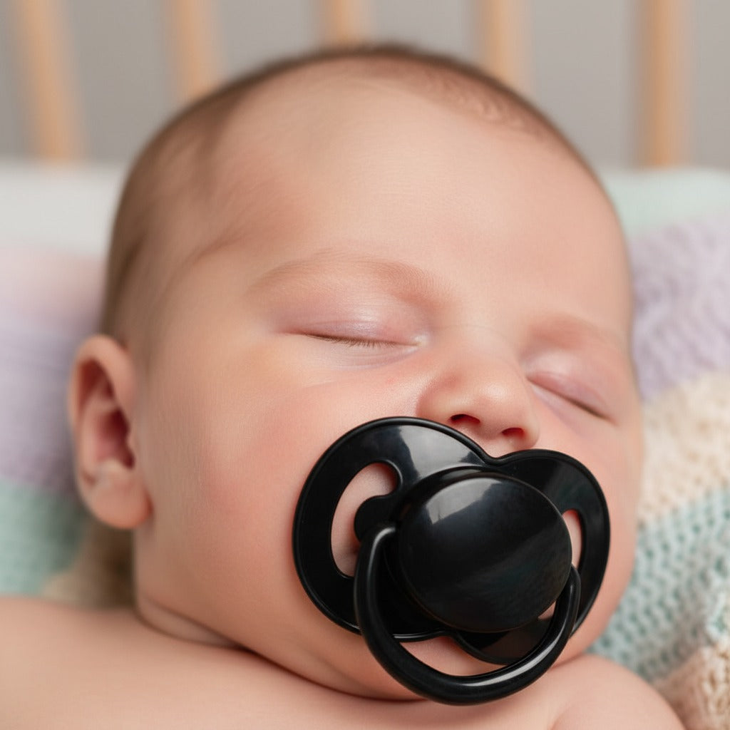 Bébé dort paisiblement avec tétine bébé noir nuit sereine