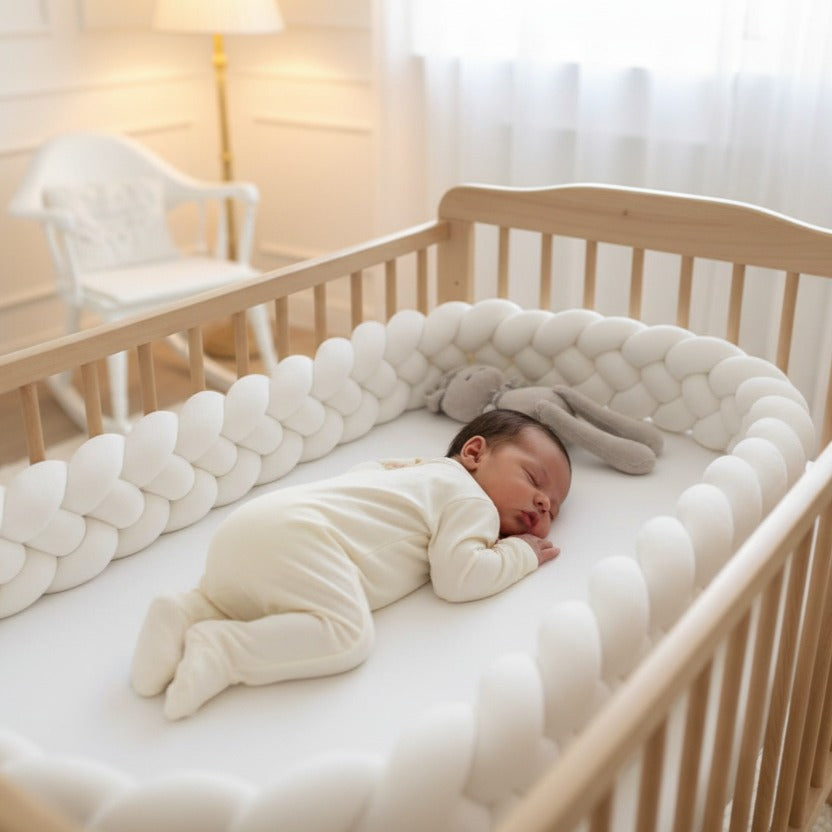 Bébé dort paisiblement avec tresse de lit 3m 4brins LovliNest
