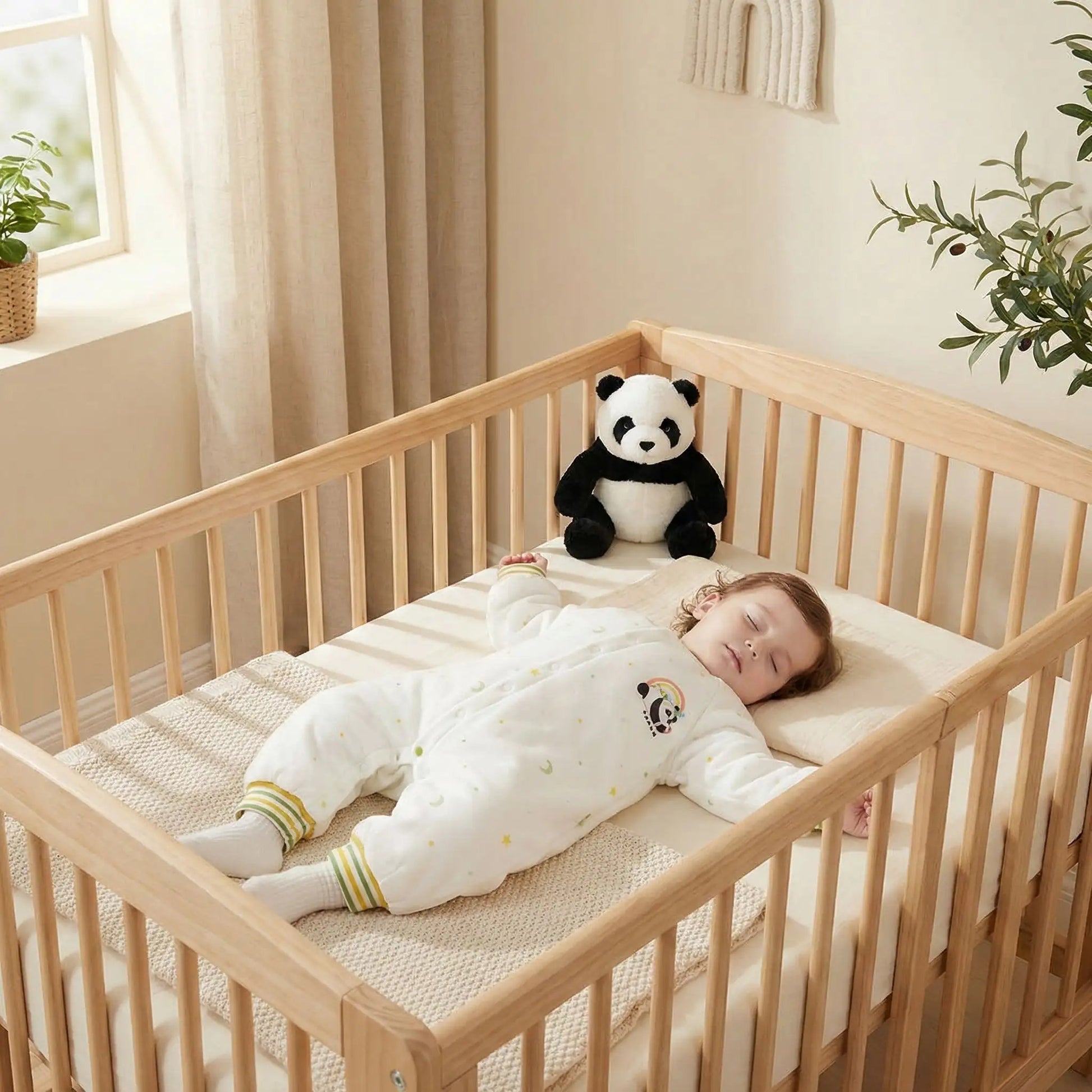 Bébé dort paisiblement dans berceau avec gigoteuse hivernale coton Hiver Tendre