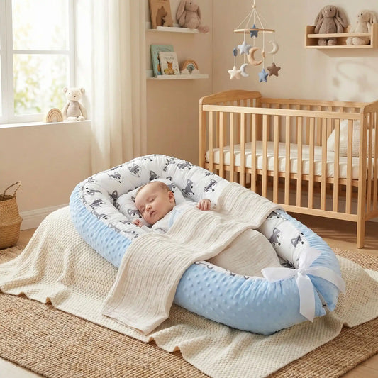 Bébé dort paisiblement dans chambre douillette avec bebe reducteur de lit renard Cocon Maternel