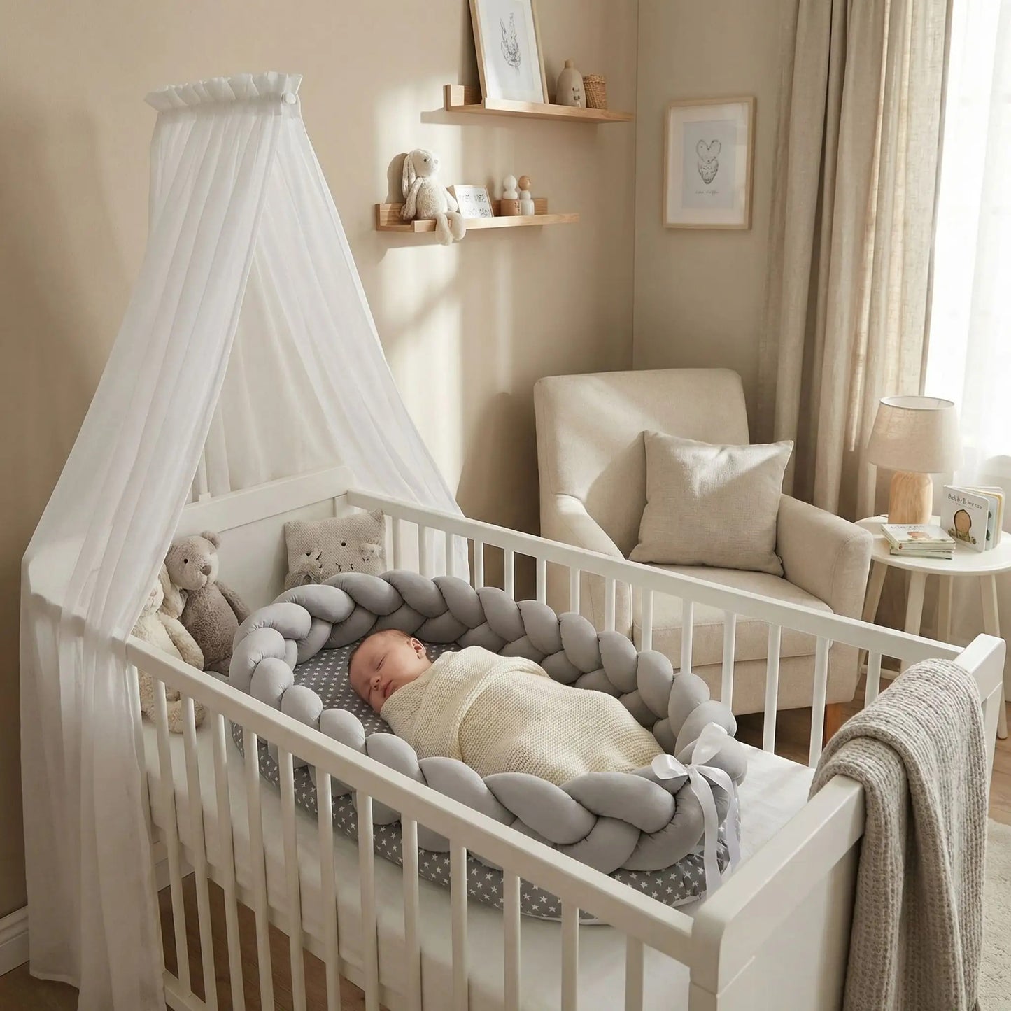 Bébé dort paisiblement protégé dans cocon bébé dans chambre DoudouSleep
