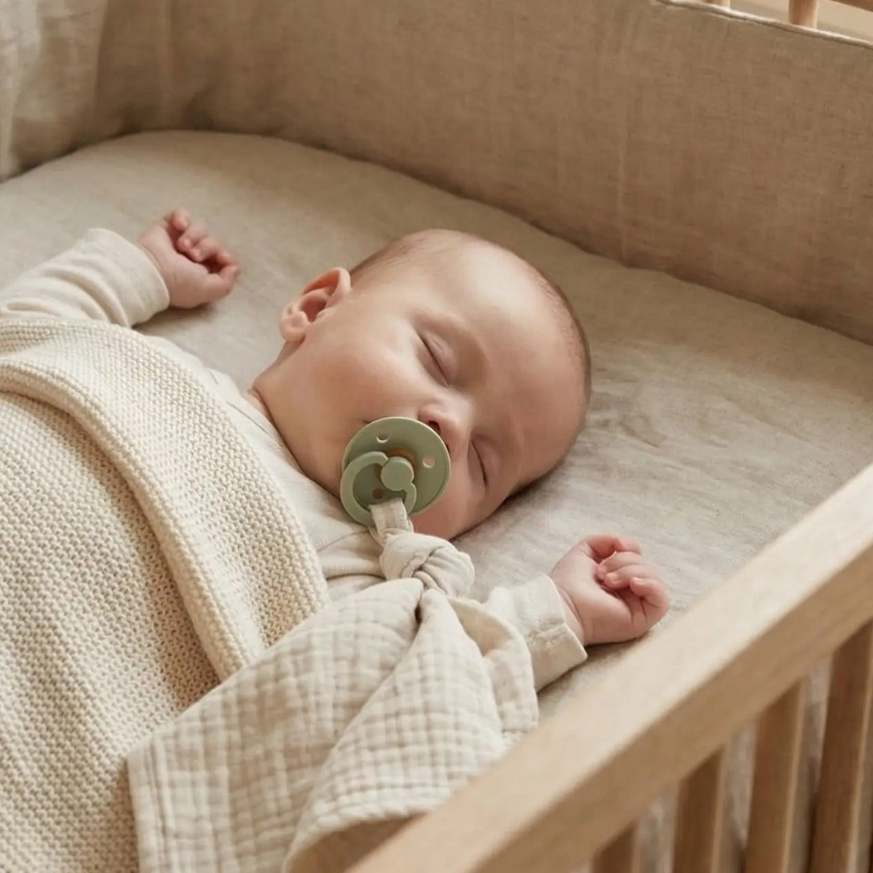 Bébé dort sereinement avec Sucette bébé Silicone Ultra Doux Ours