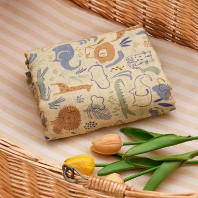 Bebe plaid doux mousseline animaux savane PETITS PAS