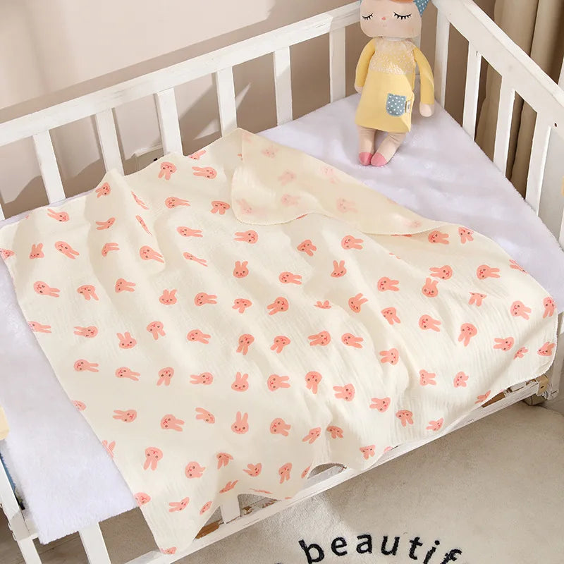 Bebe plaid motif lapins rose PETITS PAS