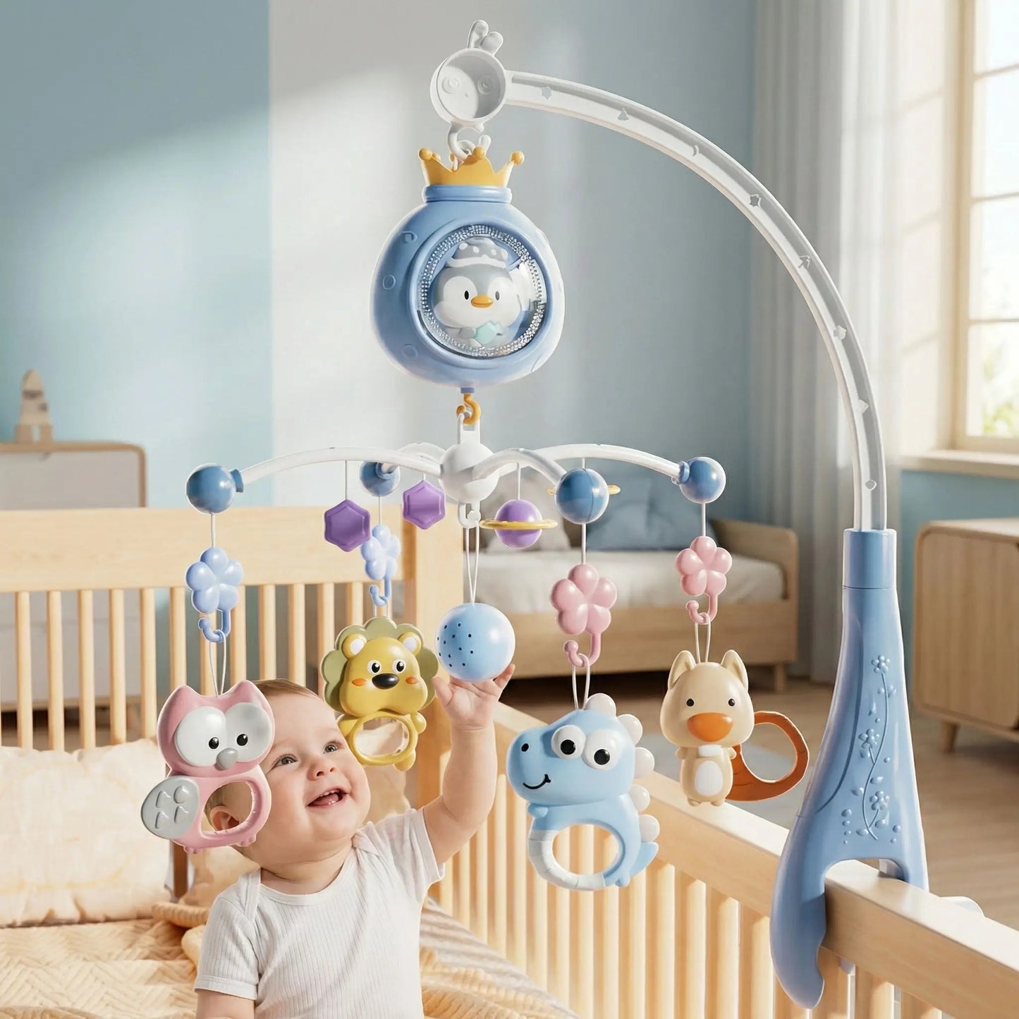 Bébé souriant attrape mobile musique bebe Nuit Étoilée