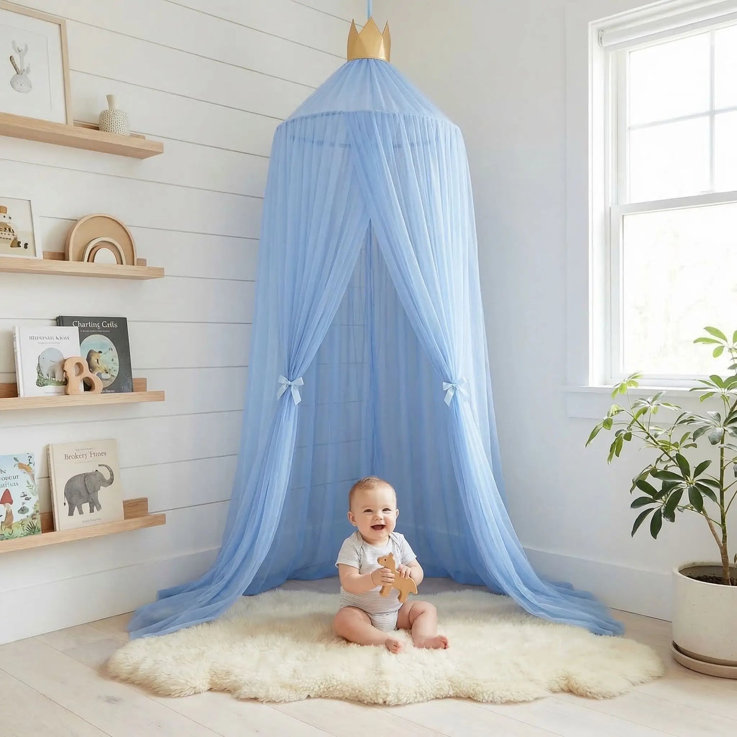 Berceau voile aérien coin de jeux chaleureux Moustiquaire Bleue