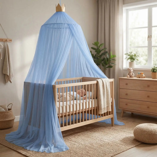Berceau voile protecteur sommeil paisible bébé Moustiquaire Bleue