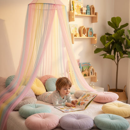 Ciel de lit bébé aérien coin lecture chaleureux Rêve Arc en Ciel