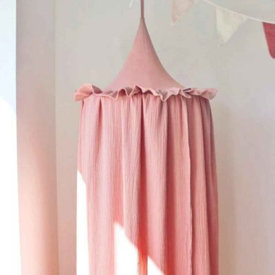Ciel de lit bébé coton rose poudre Nuage Poudré