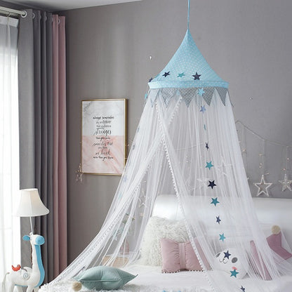Ciel de lit bebe voile bleu Cocon Nordique