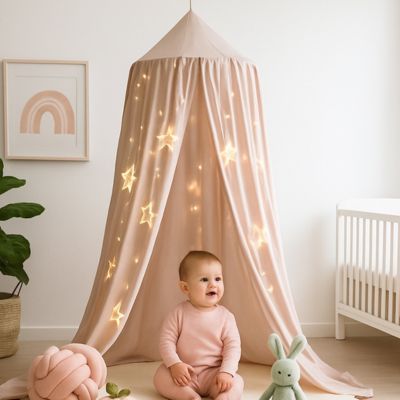 Ciel de lit léger coin de jeu Dôme Rose Claire