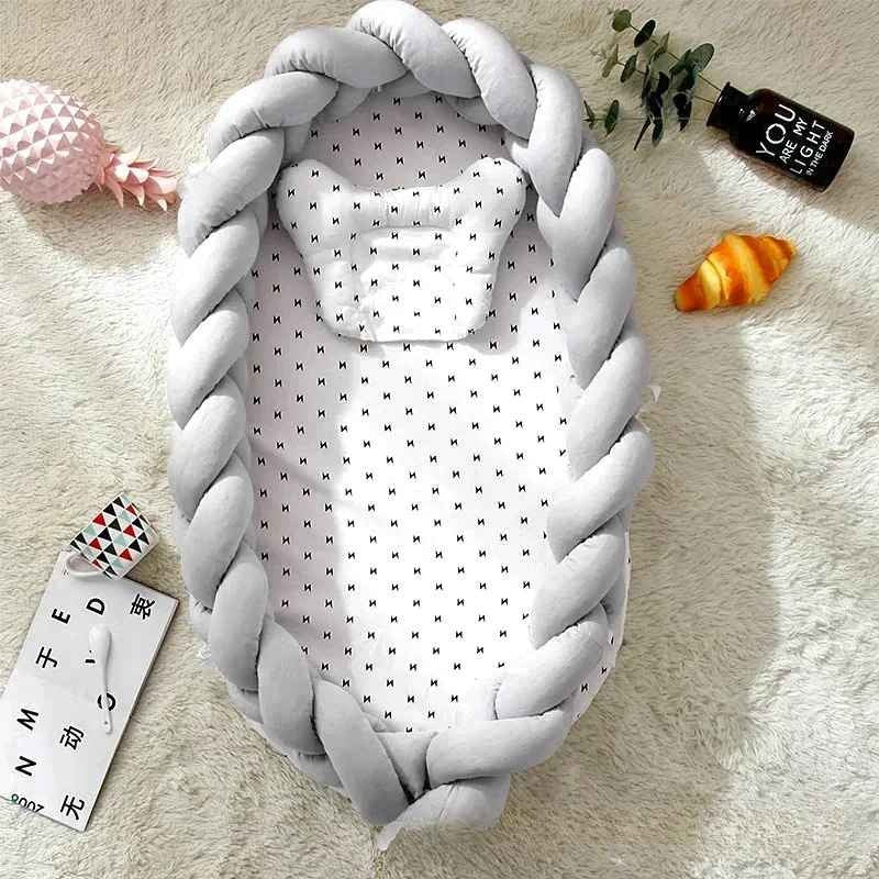 Cocon bébé tresse gris coton matelas amovible DoudouSleep