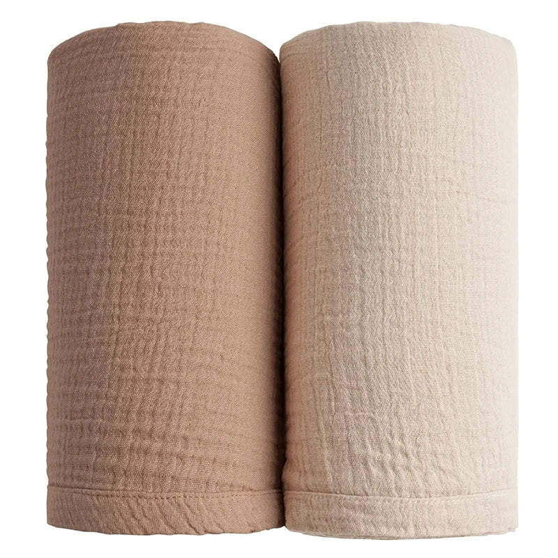 Couverture Bébé Naissance 2pièces marron beige Douceur Coton