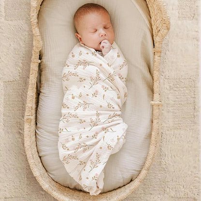 Couverture Bébé Naissance rose -à fleurs sommeil paisible Douceur Coton