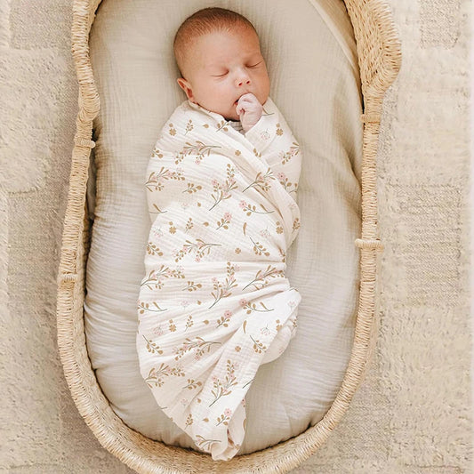Couverture Bébé Naissance rose -à fleurs sommeil paisible Douceur Coton