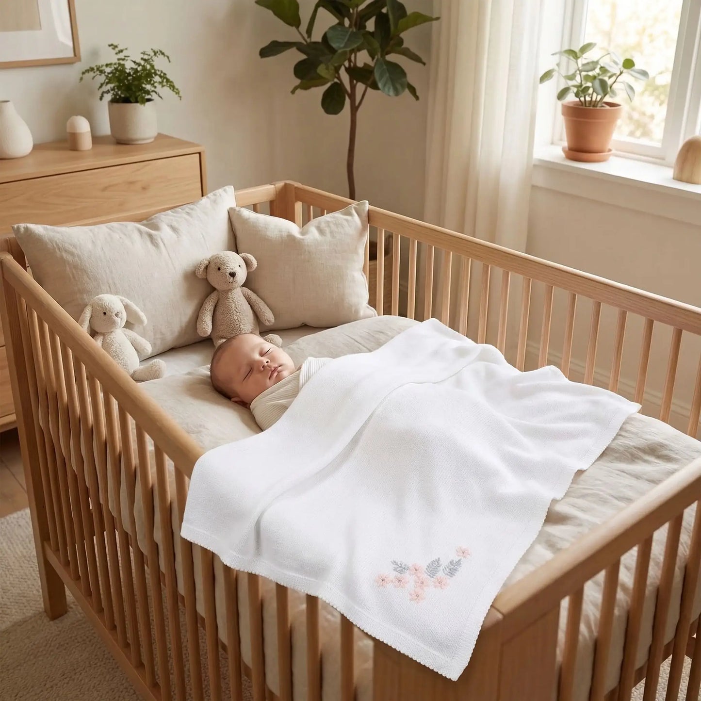 Couverture bebe brodee sommeil paisible Coton 4 Saisons