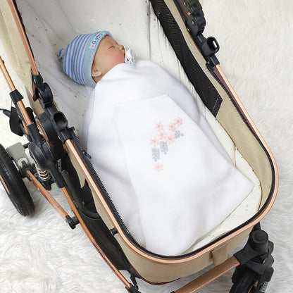 Couverture bebe brodee sommeil paisible poussette Coton 4 Saisons