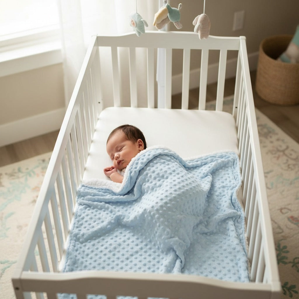 Couverture bebe chaude bleu sommeil paisible Double Face