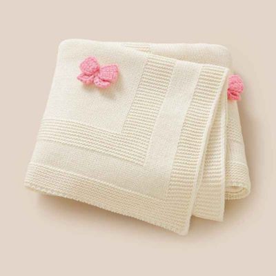 Couverture bébé douce blanche tricot Papillune