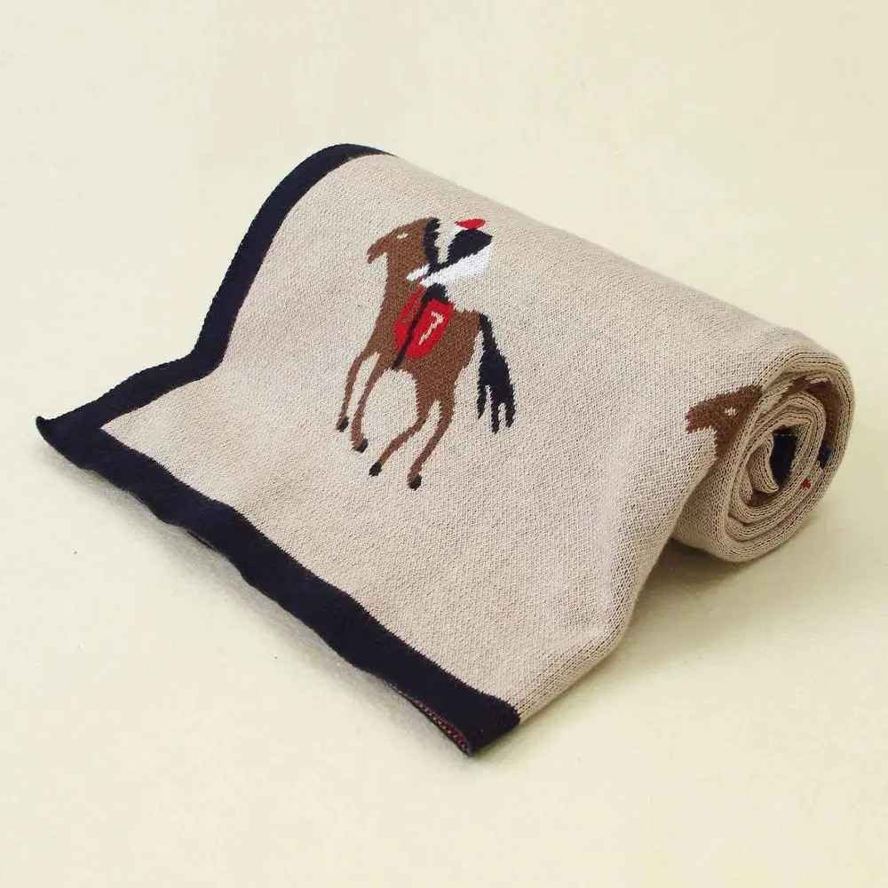 Couverture bébé douce enroulée Motif Cheval 100% Coton