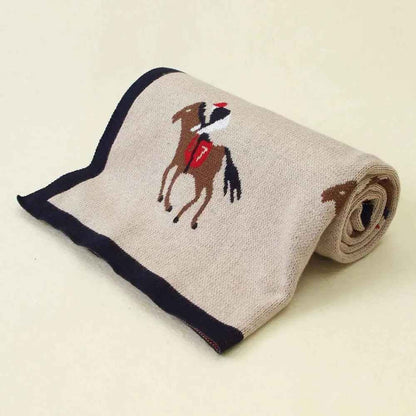Couverture bébé douce enroulée Motif Cheval 100% Coton