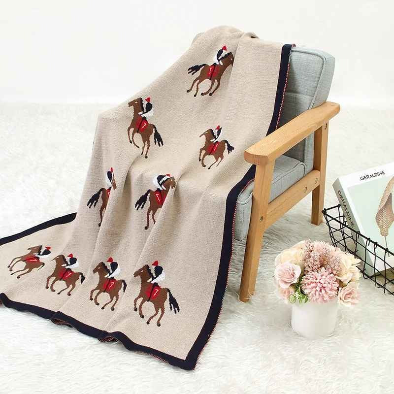 Couverture bébé douce sur chaise Motif Cheval 100% Coton