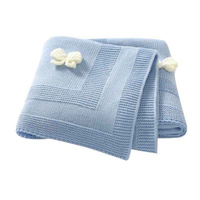 Couverture bébé douce tricot bleue Papillune