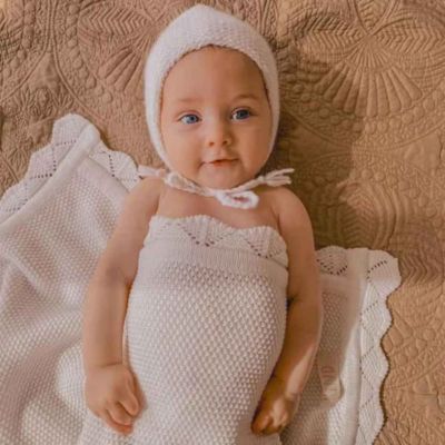 Couverture bebe douce tricotée fillette mignonne Maille d'Amour
