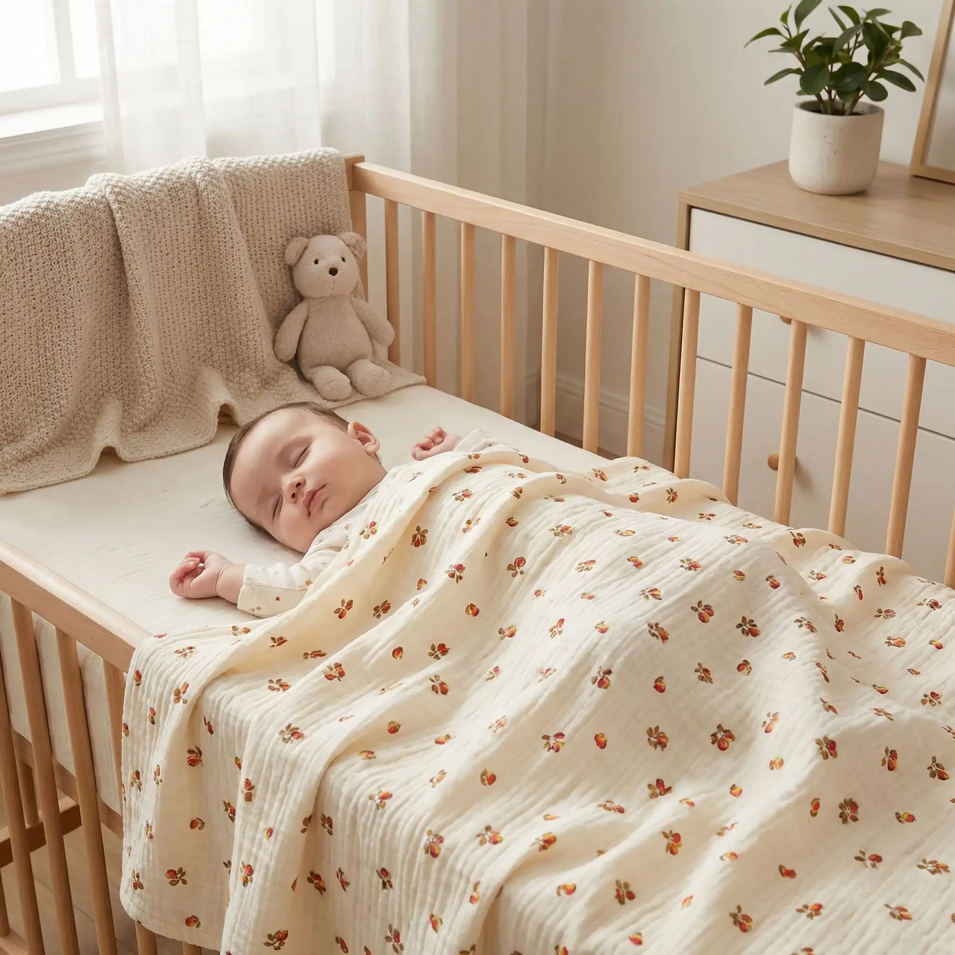 Couverture bebe en coton sommeil paisible Mousseline Naturelle
